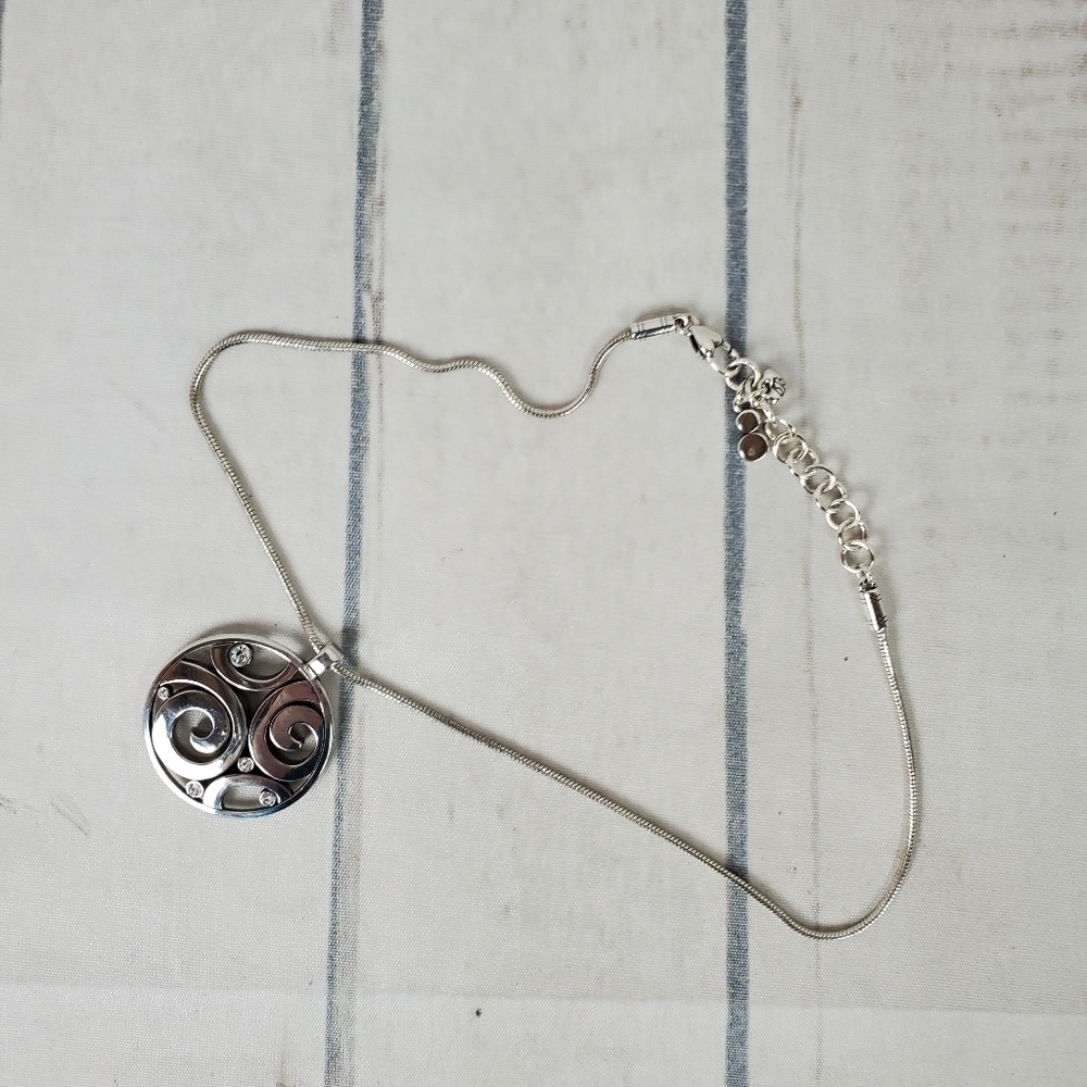 Vintage Brighton London Groove Neckline  Large Circle Silver Plated Retired